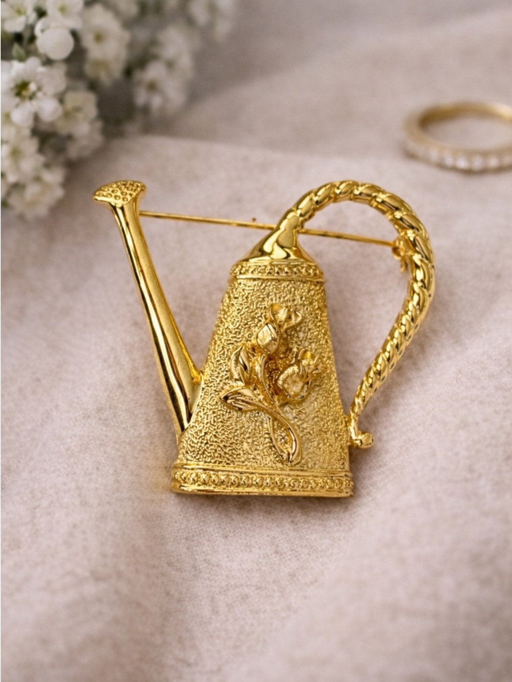 Vintage Gerry’s Gold Toned Watering Can Pin Brooch